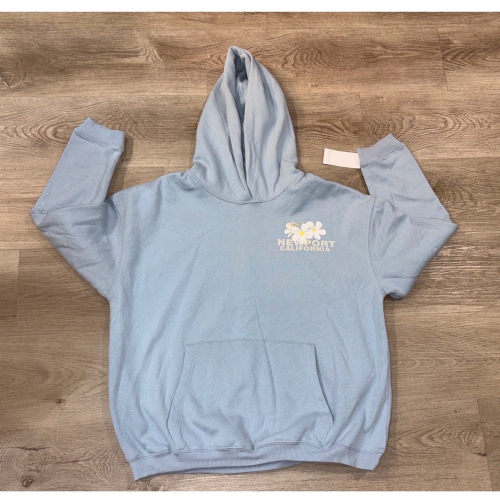 PacSun Kids XL 14/16 Newport California Seashell Oversized Hoodie Light Blue - Picture 3 of 9